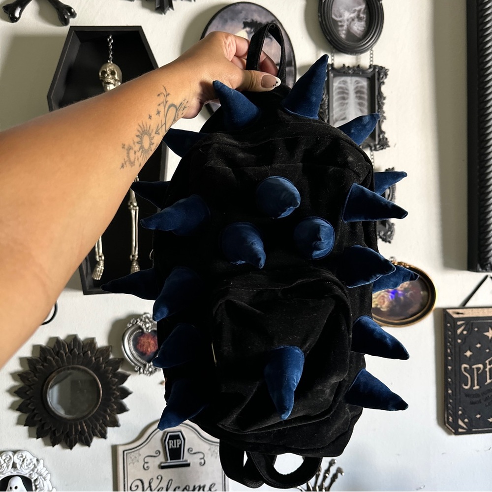Demonia Pleaser RARE DEADSTOCK Vintage Spike Backpack - Black Royal Blue Velvet